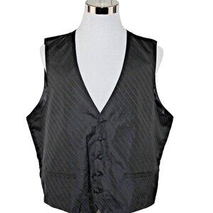 Pronto Uomo 2XL Black Gray Vest Waist Coat Striped Formal Wedding Prom 5 Button
